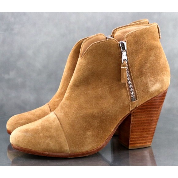 Rag & Bone Margot $325 Women's Ankle Booties Boots Size EU 41 US 11 Suede Tan - Picture 2 of 13